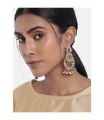 Gold Plated Chandbali Kundan Studded & Beaded Earrings for  