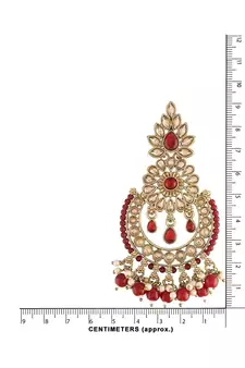 Gold Plated Chandbali Kundan Studded & Beaded Earrings for  