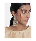 Gold Plated Chandbali Kundan Studded & Beaded Earrings for  