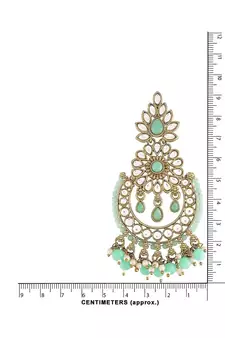 Gold Plated Chandbali Kundan Studded & Beaded Earrings for  