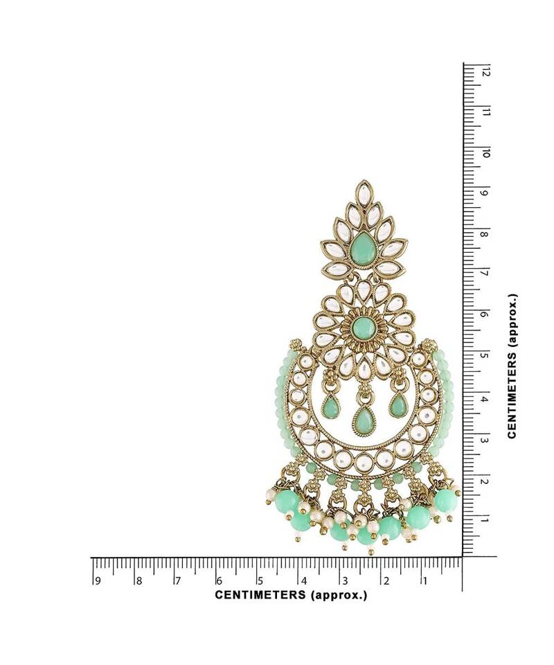 Gold Plated Chandbali Kundan Studded & Beaded Earrings for  