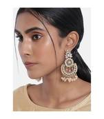 Gold Plated Chandbali Kundan Studded & Beaded Earrings for  (E4001Pe)