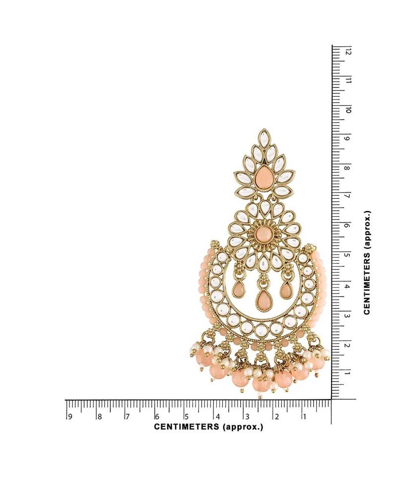 Gold Plated Chandbali Kundan Studded & Beaded Earrings for  (E4001Pe)