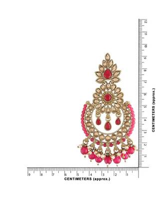 Gold Plated Chandbali Kundan Studded & Beaded Earrings for   4