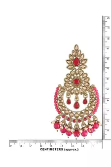 Gold Plated Chandbali Kundan Studded & Beaded Earrings for  