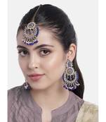 Traditional Handcrafted Earrings With Maang Tikka Encased with Faux Kundan & Pearl for Girls 