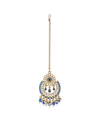 Traditional Handcrafted Earrings With Maang Tikka Encased with Faux Kundan & Pearl for Girls  5