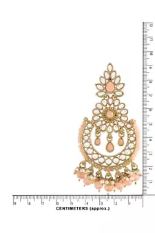 Traditional Handcrafted Earrings With Maang Tikka Encased with Faux Kundan & Pearl for Girls 
