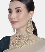 Traditional Pearl Kundan Studded Choker Jewellery Necklace Set for  (K7202W)