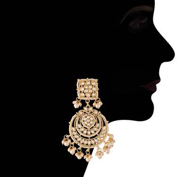Traditional Pearl Kundan Studded Choker Jewellery Necklace Set for  (K7202W) 4