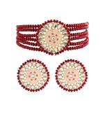 Gold Plated Traditional Choker Set Glided With Kundan & Pearls For Girls 