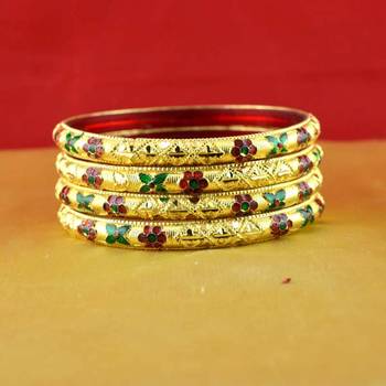 Rajasthani gokharoo,kara churi meenakari,moti,cz,stone,bangles size-2.4,2.6,2.8 2