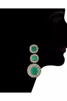 Traditional Green Stone Studded & Beaded Choker Necklace Jewellery Set For Girls 
