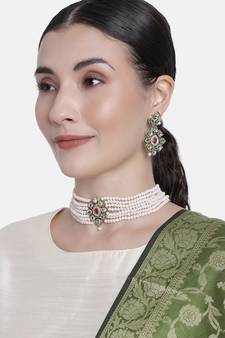 Traditional Choker Set Glided With Kundan & Beads For Girls (K7207Cr)