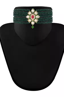 Traditional Choker Set Glided With Kundan & Beads For Girls 
