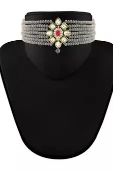 Traditional Choker Set Glided with Kundan & Beads For Girls 
