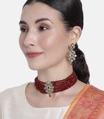 Traditional Choker Set Glided with Kundan & Beads for Girls 