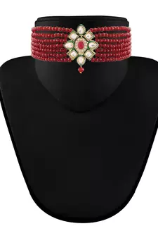 Traditional Choker Set Glided with Kundan & Beads for Girls 
