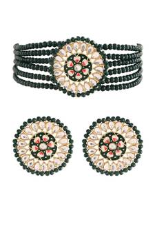 Gold Plated Traditional Choker Set Glided With Kundan & Pearls For Girls (K7203G)