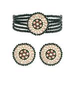 Gold Plated Traditional Choker Set Glided With Kundan & Pearls For Girls 