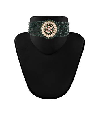 Gold Plated Traditional Choker Set Glided With Kundan & Pearls For Girls  3