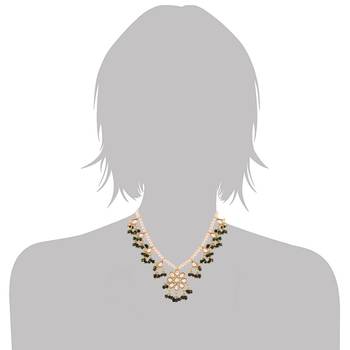 Gold Plated Kundan Pearl Moti Mala Necklace Jewellery Set for   4
