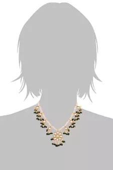 Gold Plated Kundan Pearl Moti Mala Necklace Jewellery Set for  