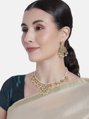 Kundan Pearl Moti Mala Necklace Jewellery Set for   1