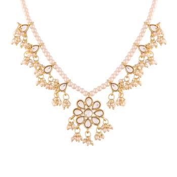 Kundan Pearl Moti Mala Necklace Jewellery Set for   3