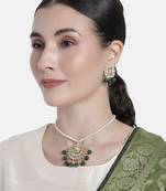 Kundan Pearl Studded & Beaded Moti Mala Necklace Jewellery Set for  (ML303G)