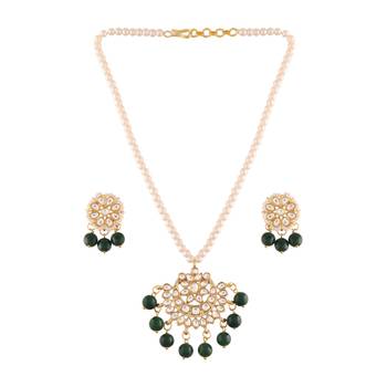 Kundan Pearl Studded & Beaded Moti Mala Necklace Jewellery Set for  (ML303G) 2
