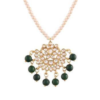Kundan Pearl Studded & Beaded Moti Mala Necklace Jewellery Set for  (ML303G) 3