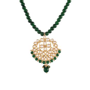 Kundan Pearl Studded & Beaded Mala Necklace Jewellery Set for   3