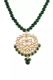 Kundan Pearl Studded & Beaded Mala Necklace Jewellery Set for  