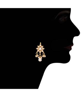 Gold Plated Kundan Pearl Studded & Beaded Moti Mala Necklace Jewellery Set for   4