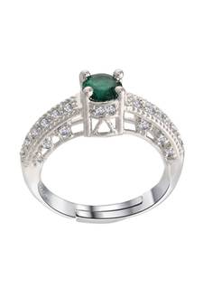 Rhodium Plated Elegant Classy CZ Crystal Adjustable Designer Finger Ring for  and Girls (FL162G)