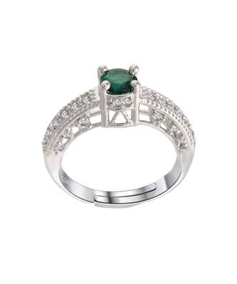 Rhodium Plated Elegant Classy CZ Crystal Adjustable Designer Finger Ring for  and Girls  1