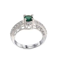 Rhodium Plated Elegant Classy CZ Crystal Adjustable Designer Finger Ring for  and Girls 
