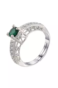 Rhodium Plated Elegant Classy CZ Crystal Adjustable Designer Finger Ring for  and Girls 