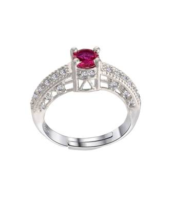 Rhodium Plated Elegant Classy CZ Crystal Adjustable Designer Finger Ring for  and Girls  1