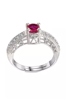 Rhodium Plated Elegant Classy CZ Crystal Adjustable Designer Finger Ring for  and Girls (FL162Q)