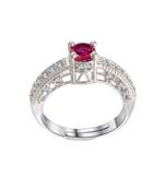 Rhodium Plated Elegant Classy CZ Crystal Adjustable Designer Finger Ring for  and Girls 