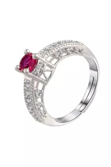 Rhodium Plated Elegant Classy CZ Crystal Adjustable Designer Finger Ring for  and Girls 