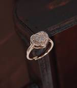Rose Gold Plated Elegant CZ American Diamond Sparkling Heart shaped Adjustable Finger Ring For  