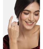 Rose Gold Plated Elegant CZ American Diamond Sparkling Adjustable Finger Ring For  