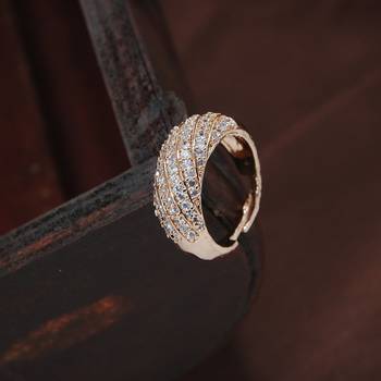 Rose Gold Plated Elegant CZ American Diamond Sparkling Adjustable Finger Ring For   2