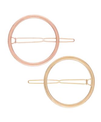 2Pcs Gold & Rose Gold Minimalist Round Circle Shaped Geometric Metal HairpinsHair ClipClutch for  (A99CLP41CO) 2