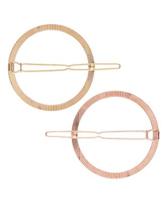 2Pcs Gold & Rose Gold Minimalist Round Circle Shaped Geometric Metal HairpinsHair ClipClutch for  (A99CLP41CO) 3