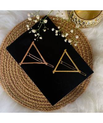 2Pcs Gold & Rose Gold Minimalist Triangle Shaped Geometric Metal HairpinsHair ClipClutch for   1