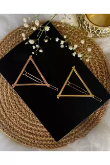 2Pcs Gold & Rose Gold Minimalist Triangle Shaped Geometric Metal HairpinsHair ClipClutch for  (A99CLP42CO)